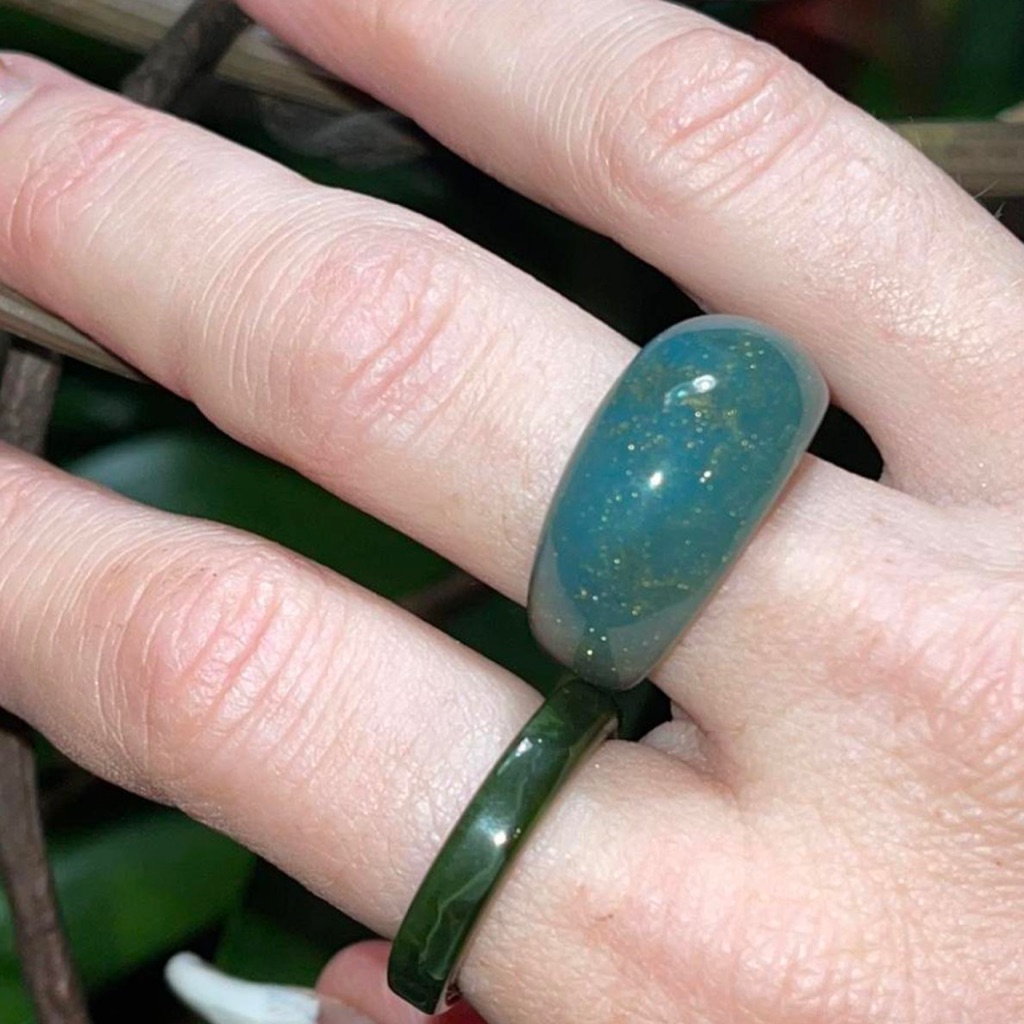 Green Bubble Ring Set